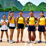 **

Dynamic sports event leadership in Thailand. Visualize a diverse group participating in a sports activity led by a confident individual, showcasing skill-building and teamwork. Emphasize vibrant Thai sports culture and community engagement.

**