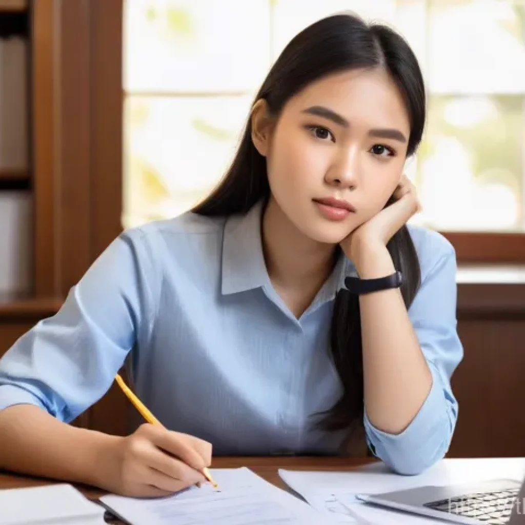 레저스포츠지도자 실기시험 고득점 후기 - **Prompt:** A young, determined Thai woman (early 20s), wearing smart casual attire (e.g., a neat bl...