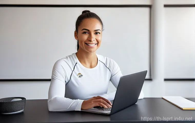 레저스포츠지도자 자격증 취득 후 첫 취업 준비 - **Professional Sports Coach Creating a Digital Portfolio**
    A highly detailed, professional portr...