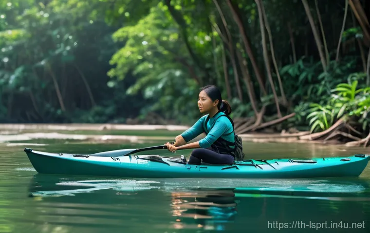 레저스포츠지도자와 환경 문제 해결을 위한 기여 - **Prompt:** A dedicated Thai female outdoor activity instructor, wearing a modest rash guard and boa...