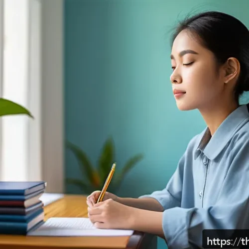 Home 31 레저스포츠지도자 실기시험 대비 멘탈 관리법 - A young Thai student sitting comfortably in a quiet, sunlit room, eyes gently closed, practicing slo...