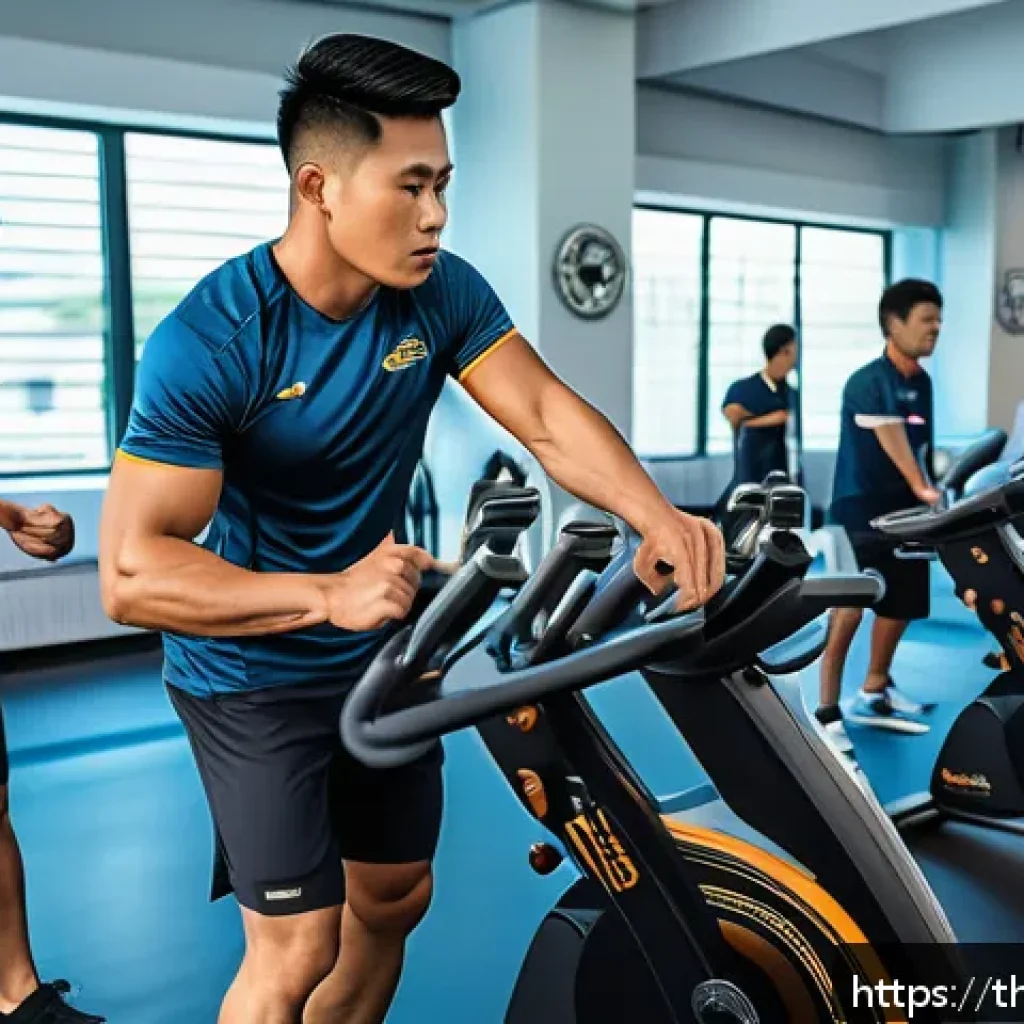 레저스포츠지도자 필수 운동생리학 개념 정리 - A dynamic sports science classroom scene in a modern Thai university gym, showing a diverse group of...